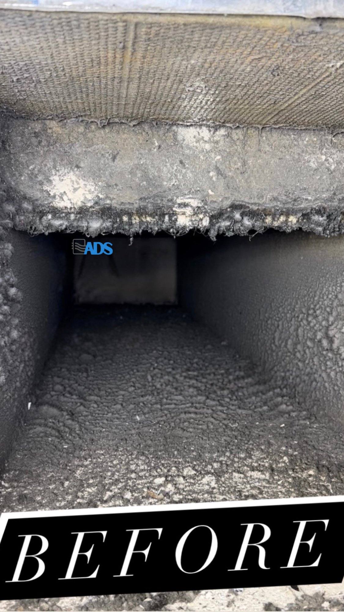Before air duct cleaning — severely dirty air duct in Miami FL home — Air Duct Specialists LLC
