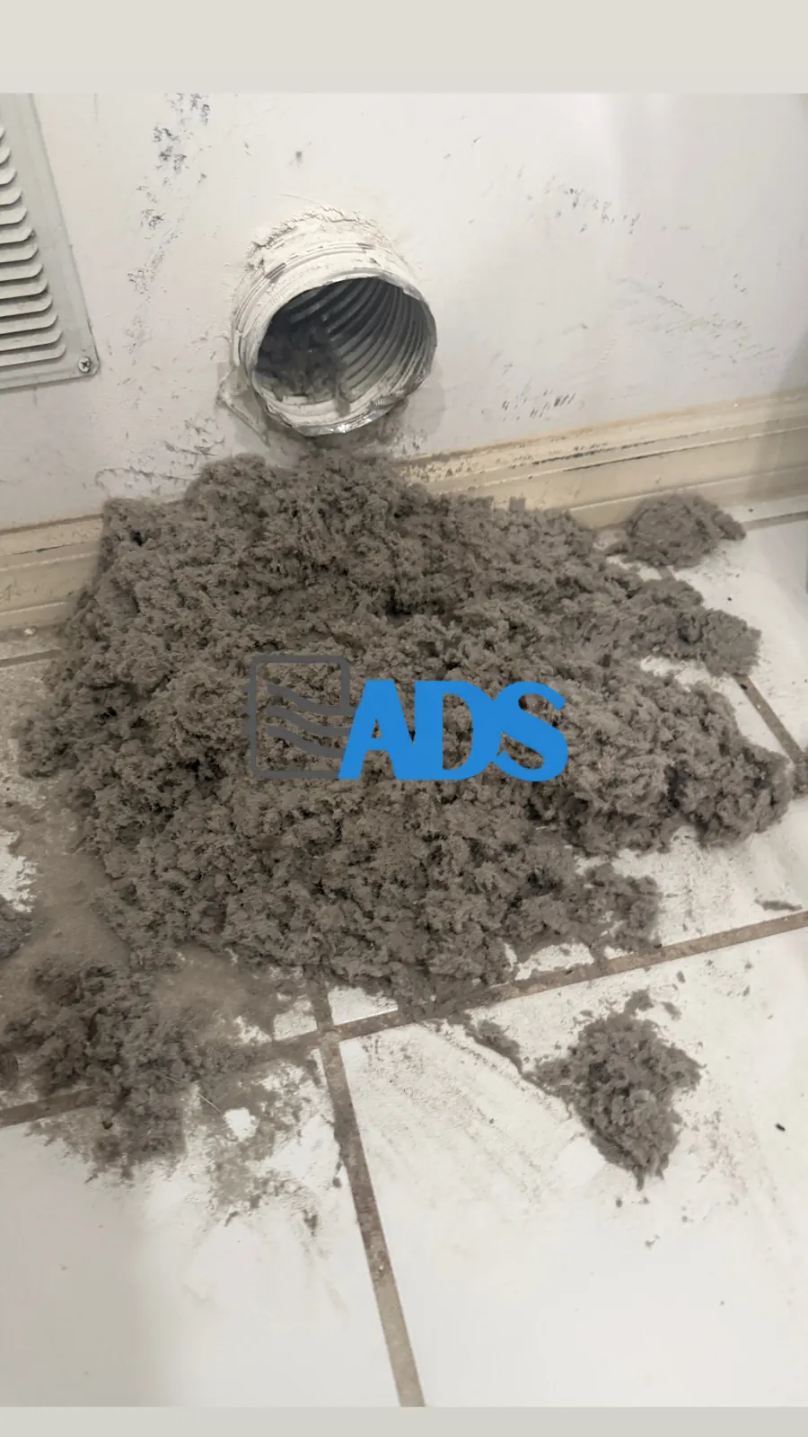 Lint pulled from flex duct dryer vent opening — Broward County FL — Air Duct Specialists LLC